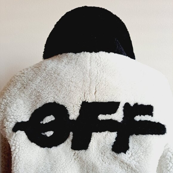 Off-White Shearling Bomber Jacket Size M - Picture 2 of 16